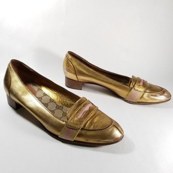 gucci metallic loafers